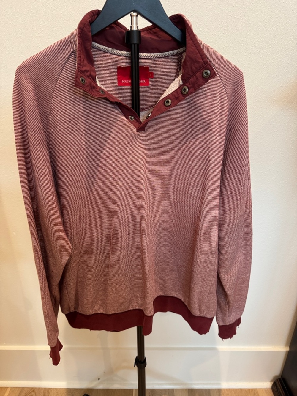 Southern Proper Men's Marled Burgundy Zip-Up Sweater‎